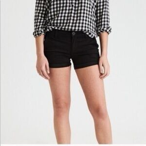 AEO Black Midi Jean Shorts